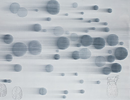 Morulas 3, 2008, acrylique et fusain sur contre-plaqué, 210 x 270 cm.