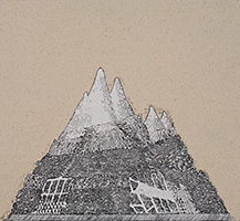 Mountaintop 1, 2007, acrylique et fusain sur toile, 48 x 51 cm.
