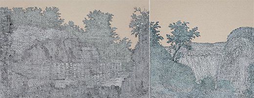 ​Reproduction 2, 2007, acrylique et fusain sur toile, 60 x 163 cm.