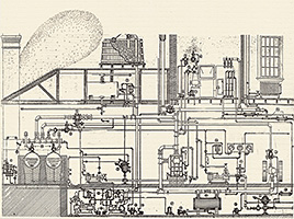 ​aménagement d'une salle d'entraînement au sous-sol, 2006, fusain sur xérox sur papier, 21 x 28 cm.