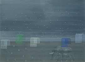 Patchouli 1, 2001, acrylique et fusain sur contre-plaqué, 230 x 300 cm.