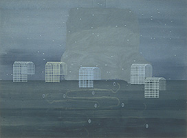 ​Patchouli 2, 2001, acrylique et fusain sur contre-plaqué, 230 x 300 cm.