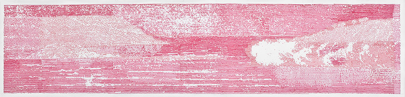 Tracé, terre 1, 2017, encre sur papier Vélin, 35 x 205 cm.